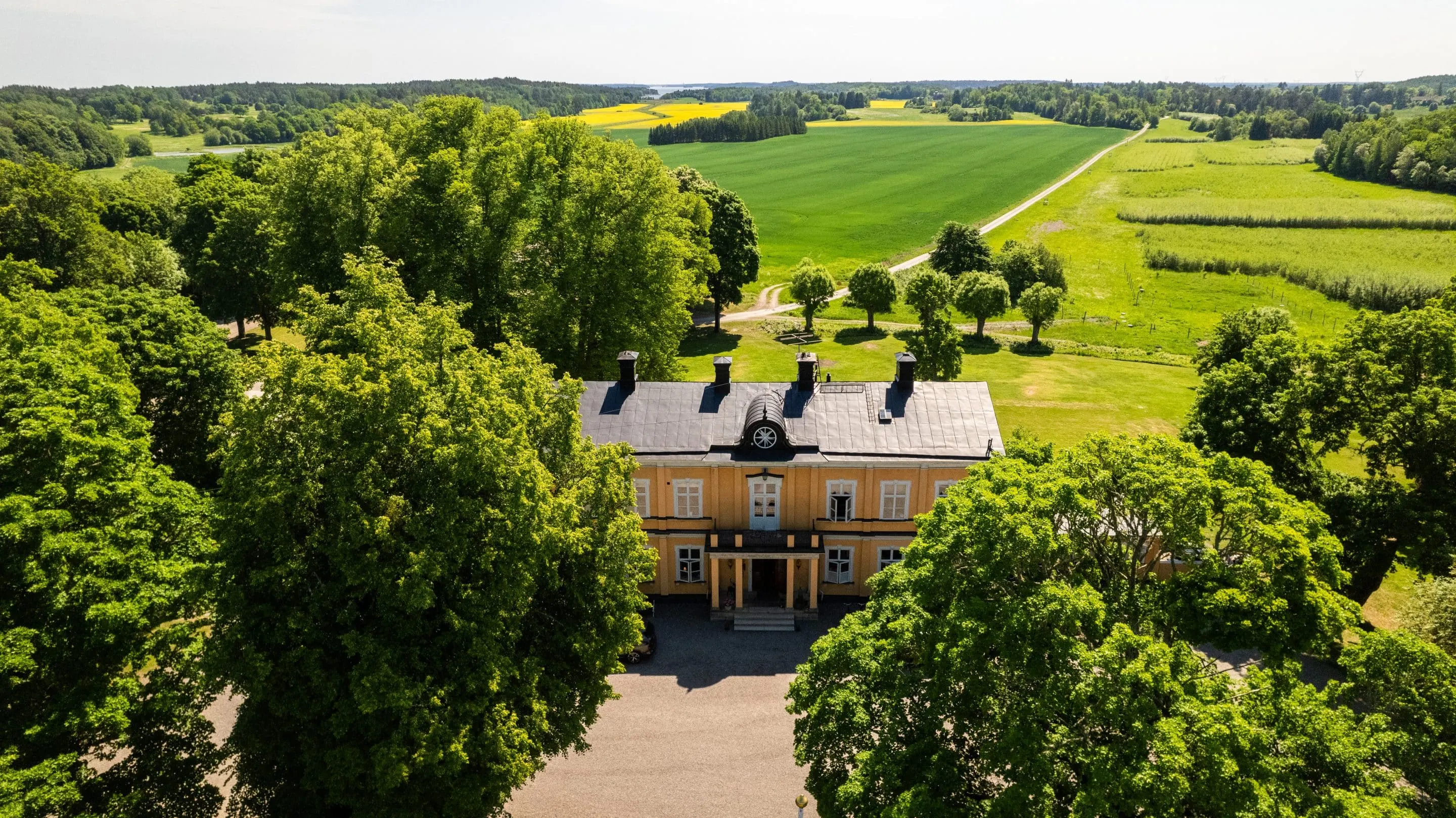 Flygbild över Thoresta Herrgård
