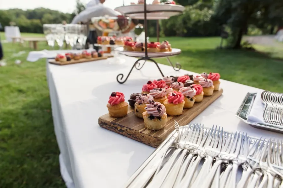 Tilltugg uppdukat i trädgården